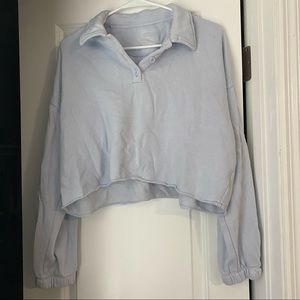 Aerie Cropped Quarter Button Up Sweatshirt (XS)
